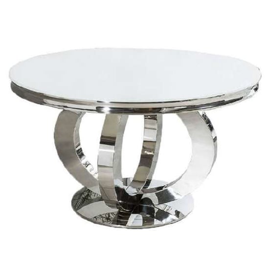 Adica Glass Dining Table In White With Chrome Base