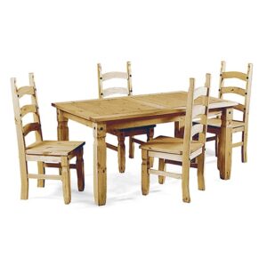 Carlen Wooden Dining Set In Light Pine With 4 Chairs