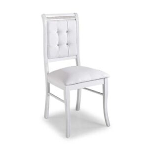 Gloria Wooden Dining Chair In White With Crystal Details