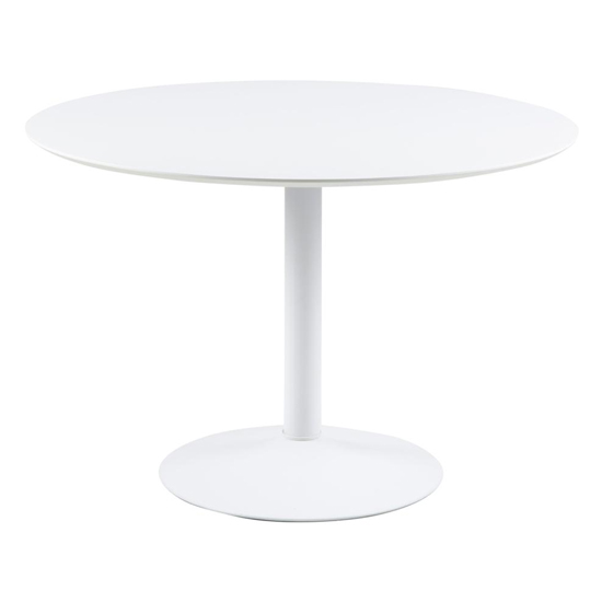 Ibika Round Wooden Dining Table In White With White Base