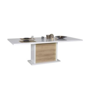 Metz Extendable Dining Table In White Gloss Oak With Lighting