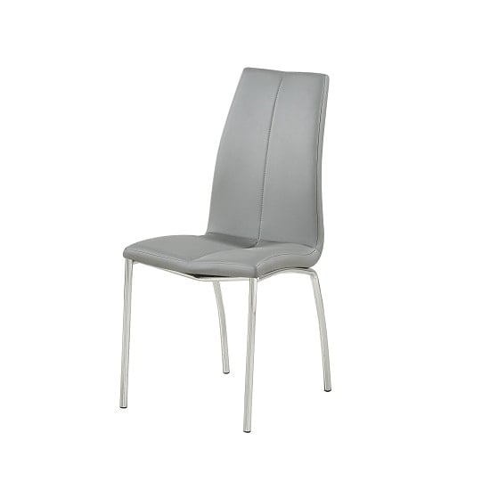 Opal Faux Leather Dining Chair In Grey With Chrome Legs