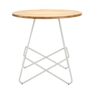 Pherkad Wooden Round Dining Table With Metallic White Legs