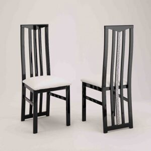 Regal Dining Chair In Black And White With Cromo Details