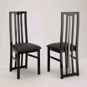 Regal Wooden Dining Chair In Black With Cromo Details