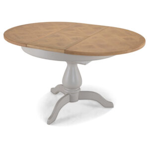 Sunburst Oval Extending Dining Table In Grey And Solid Oak