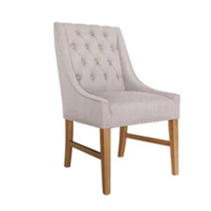 Winchester Buff Linen Dining Chair With Wooden Oak Legs