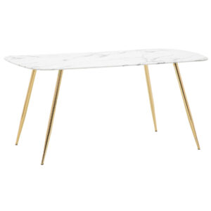 Evan Rectangular Glass Dining Table In White Marble Effect