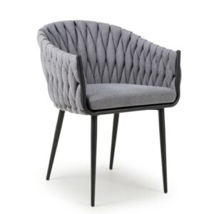 Pearl Braided Fabric Dining Chair In Grey
