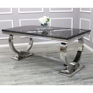 Alto Large Black Marble Dining Table With Polished Base