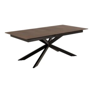 Imperia Extending Ceramic Dining Table Large In Rusty Brown